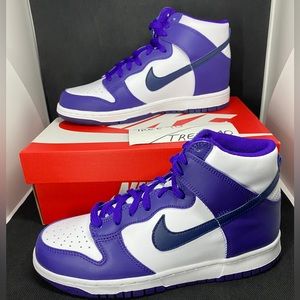 New Nike Dunk Hi White Midnight Navy GS 7Y DH9751-100 7M/8.5W Deadstock Sneakers